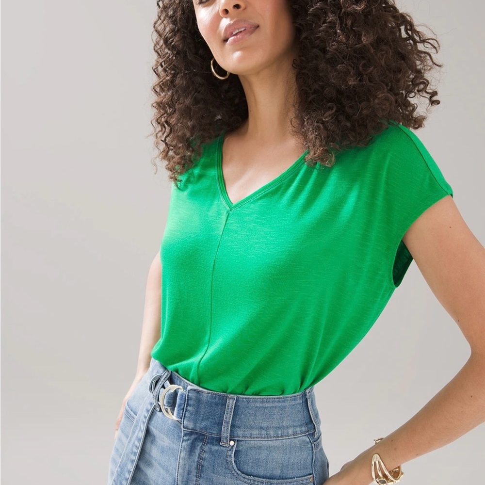 White House Black Market Bright Green Short Sleeve Top